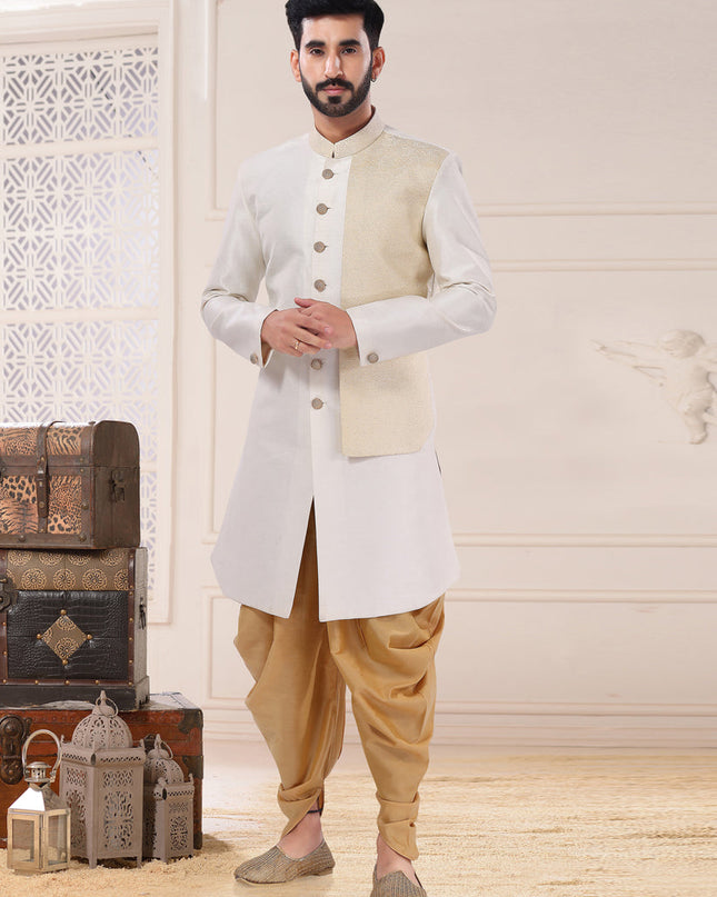 Beige Silk Semi Indo Western Outfit