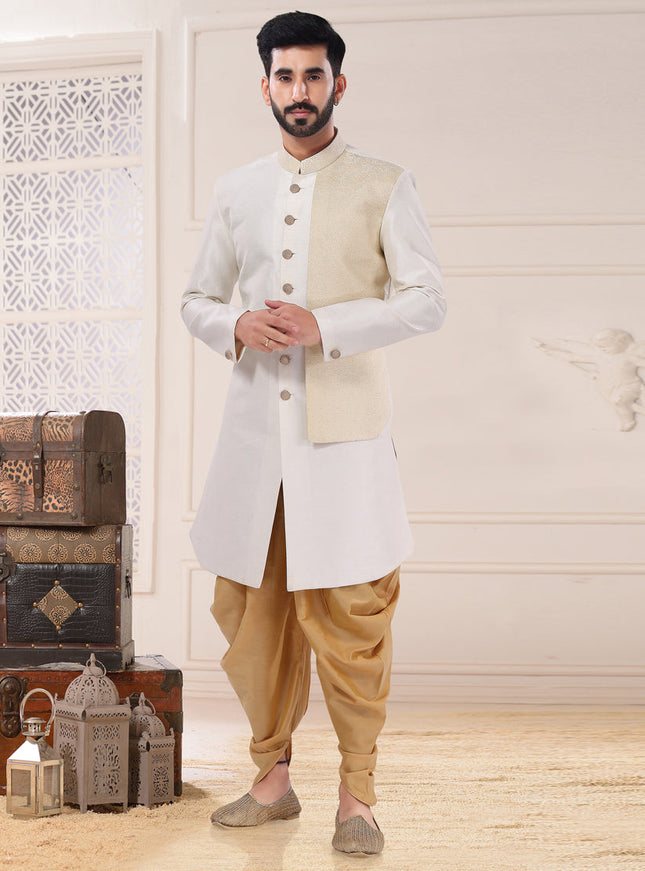 Beige Silk Semi Indo Western Outfit