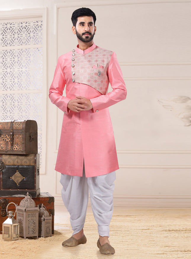 Pink Silk Semi Indo Western Outfit