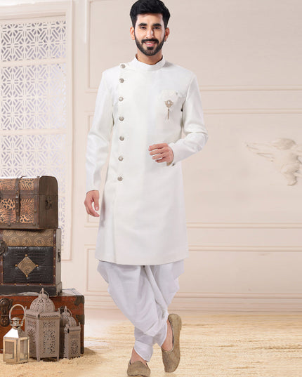 White Jacquard Indo Western Outfit