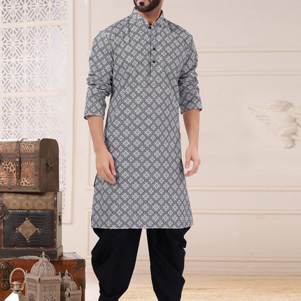 Black Silk Dhoti Kurta Set