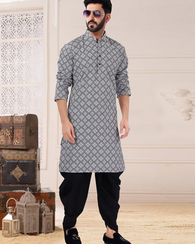 Black Silk Dhoti Kurta Set