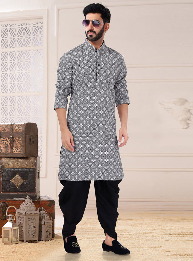 Black Silk Dhoti Kurta Set