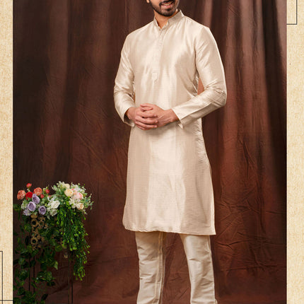 Ivory Jacquard Men Kurta Pyjama Set