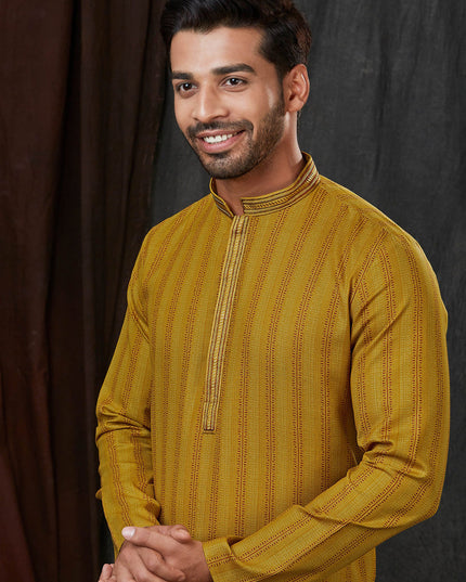 Mustard Polyester Printed Kurta Pyjama Set
