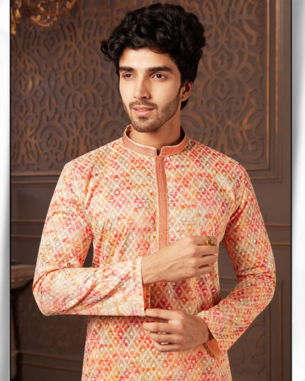Multicolor Polyester Silk Embroidered Kurta Pyjama Set