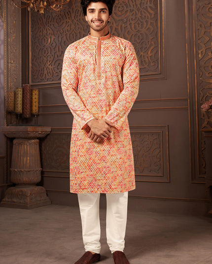 Multicolor Polyester Silk Embroidered Kurta Pyjama Set