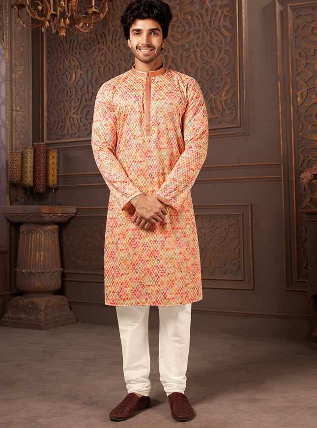 Multicolor Polyester Silk Embroidered Kurta Pyjama Set