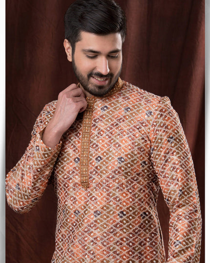 Multicolor Polyester Silk Embroidered Kurta Pyjama Set