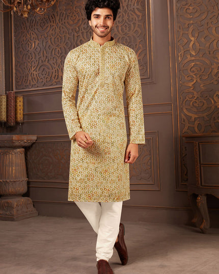 Multicolor Polyester Silk Embroidered Kurta Pyjama Set