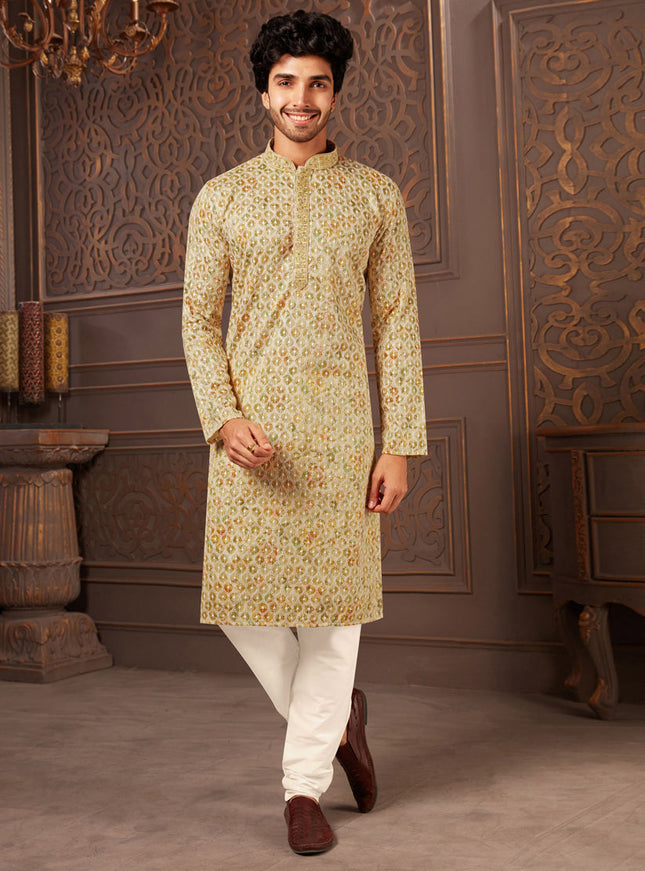 Multicolor Polyester Silk Embroidered Kurta Pyjama Set