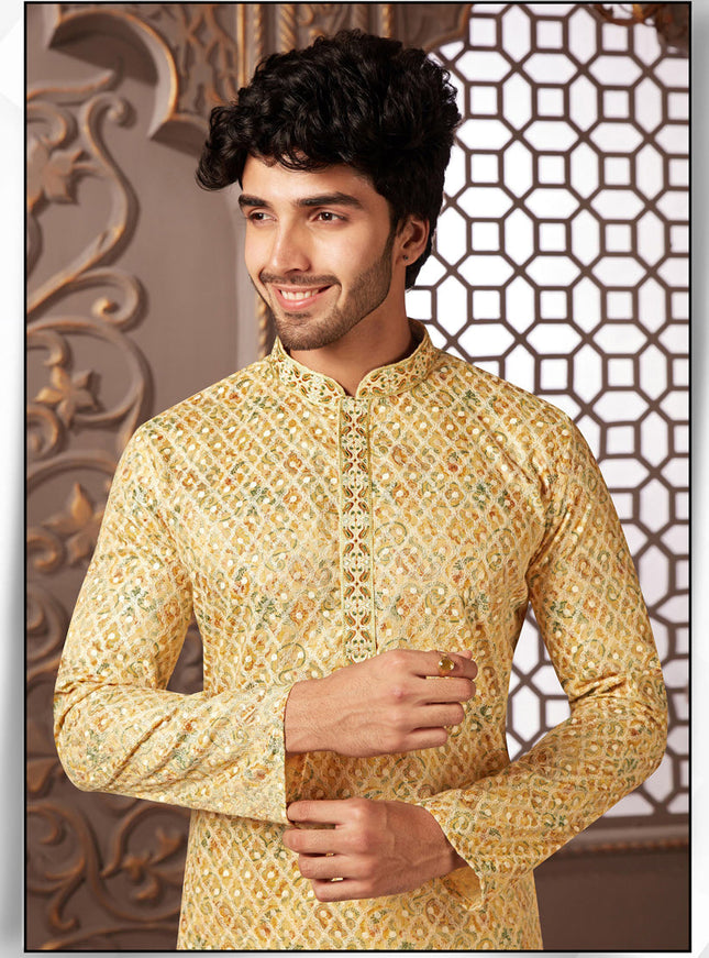 Multicolor Polyester Silk Embroidered Kurta Pyjama Set