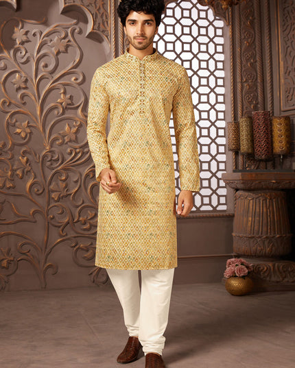 Multicolor Polyester Silk Embroidered Kurta Pyjama Set