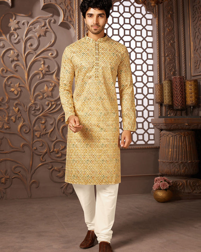 Multicolor Polyester Silk Embroidered Kurta Pyjama Set