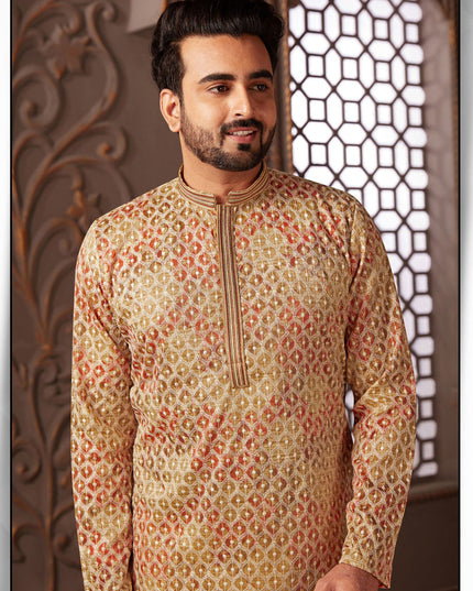 Multicolor Polyester Silk Embroidered Kurta Pyjama Set
