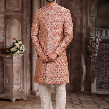 Multicolor Art Silk Printed Sherwani