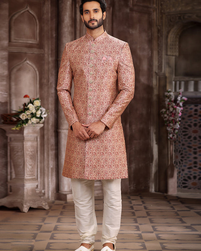 Multicolor Art Silk Printed Sherwani