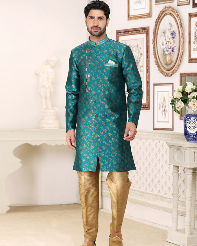 Morpich Banarasi Jacquard Semi Indo Western