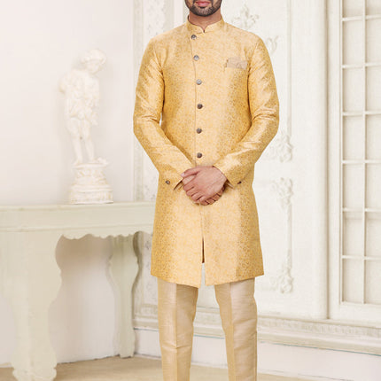 Golden Banarasi Jacquard Semi Indo Western