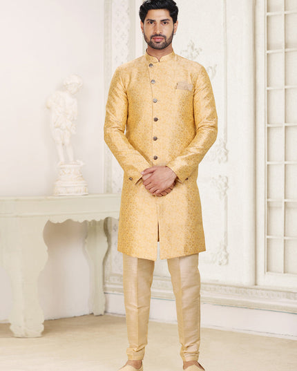 Golden Banarasi Jacquard Semi Indo Western