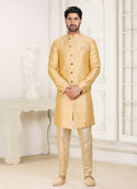 Golden Banarasi Jacquard Semi Indo Western