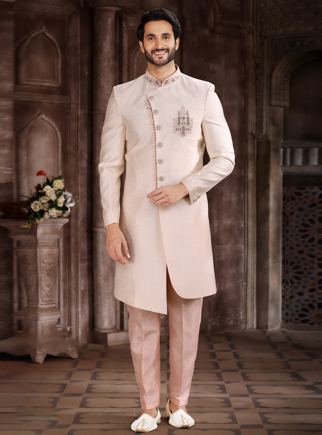 Blush Art Silk Men Sherwani