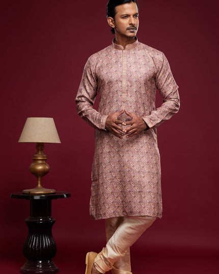 Mauve Art Silk Digital Printed Kurta Set