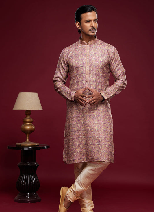Mauve Art Silk Digital Printed Kurta Set