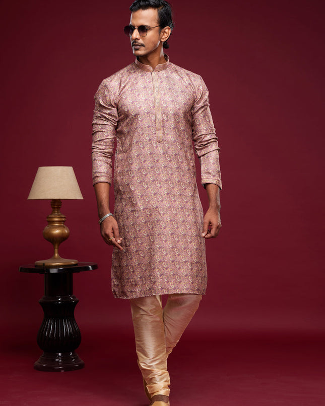 Mauve Art Silk Digital Printed Kurta Set