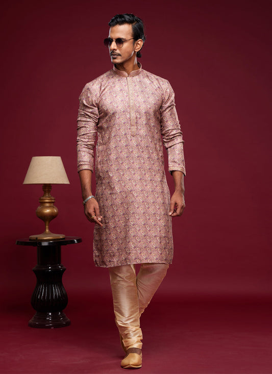 Mauve Art Silk Digital Printed Kurta Set