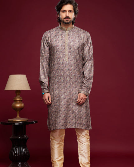 Mauve Art Silk Digital Printed Kurta Set