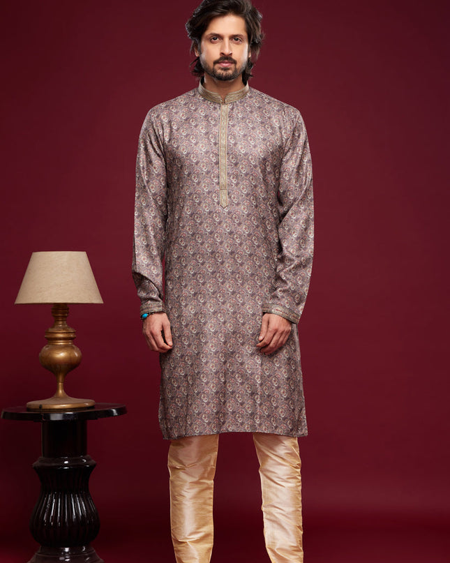 Mauve Art Silk Digital Printed Kurta Set