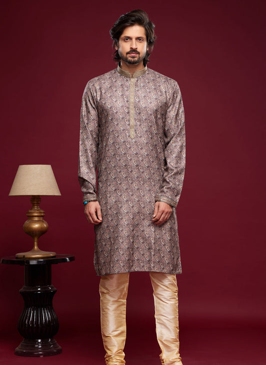 Mauve Art Silk Digital Printed Kurta Set