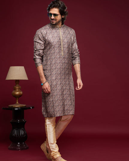 Mauve Art Silk Digital Printed Kurta Set
