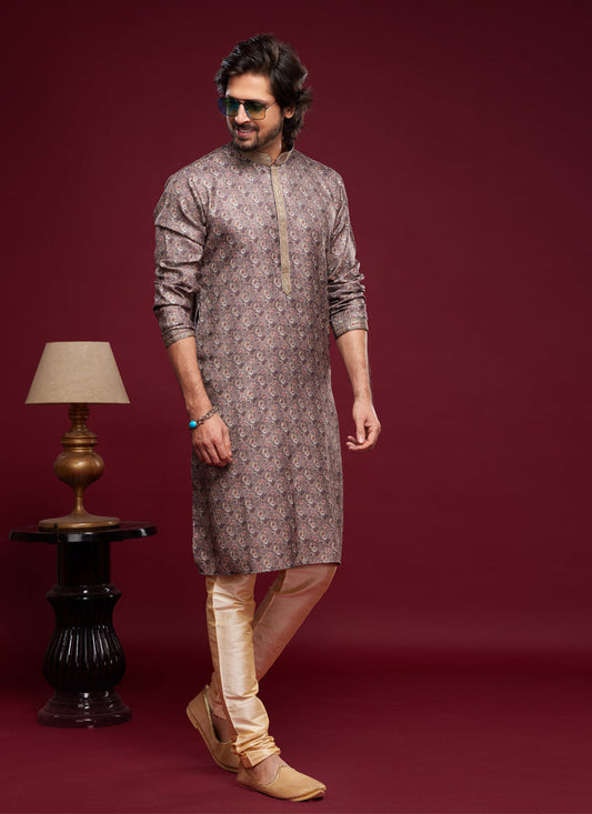 Mauve Art Silk Digital Printed Kurta Set