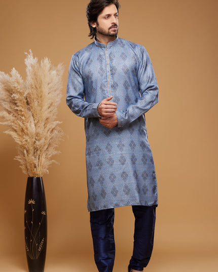 Sky Blue Art Silk Digital Printed Kurta Set