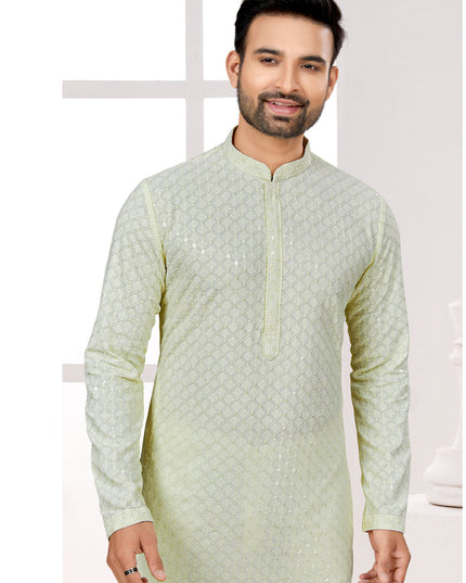 Cream Lukhnowi Kurta Pyjama Set