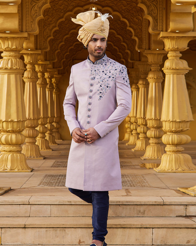 Purple Wedding Wear Sherwani