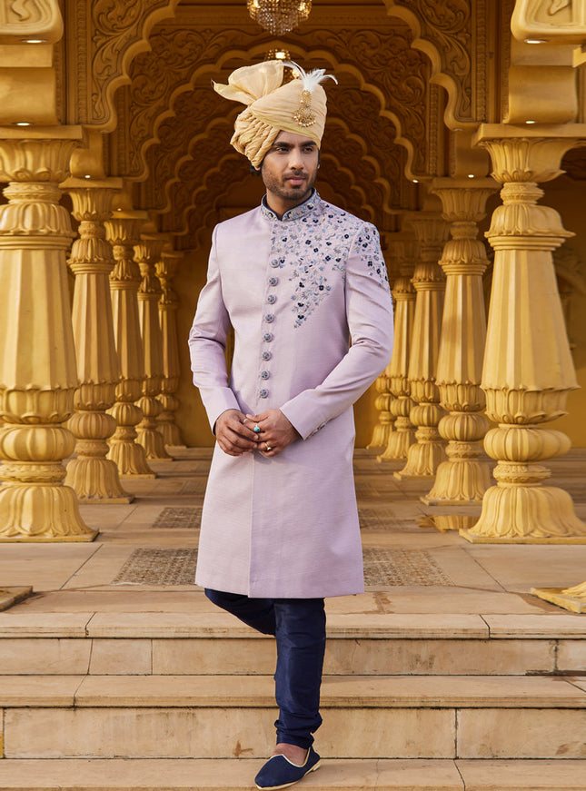 Purple Wedding Wear Sherwani
