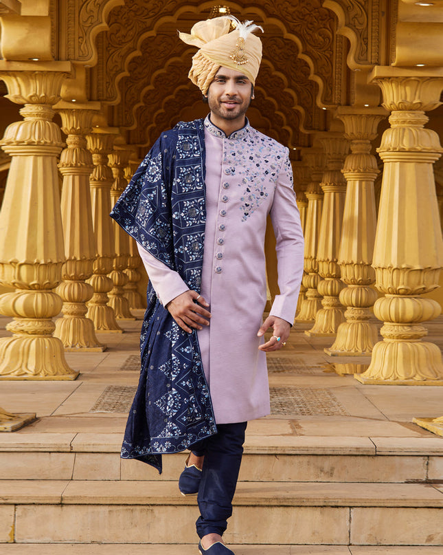 Purple Wedding Wear Sherwani