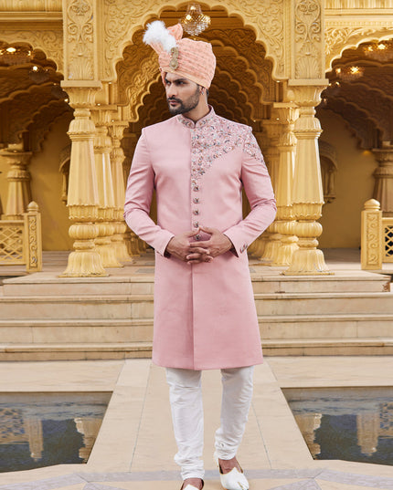 Pink Wedding Wear Sherwani