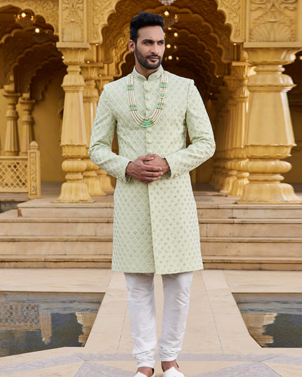 Pista Green Wedding Wear Sherwani