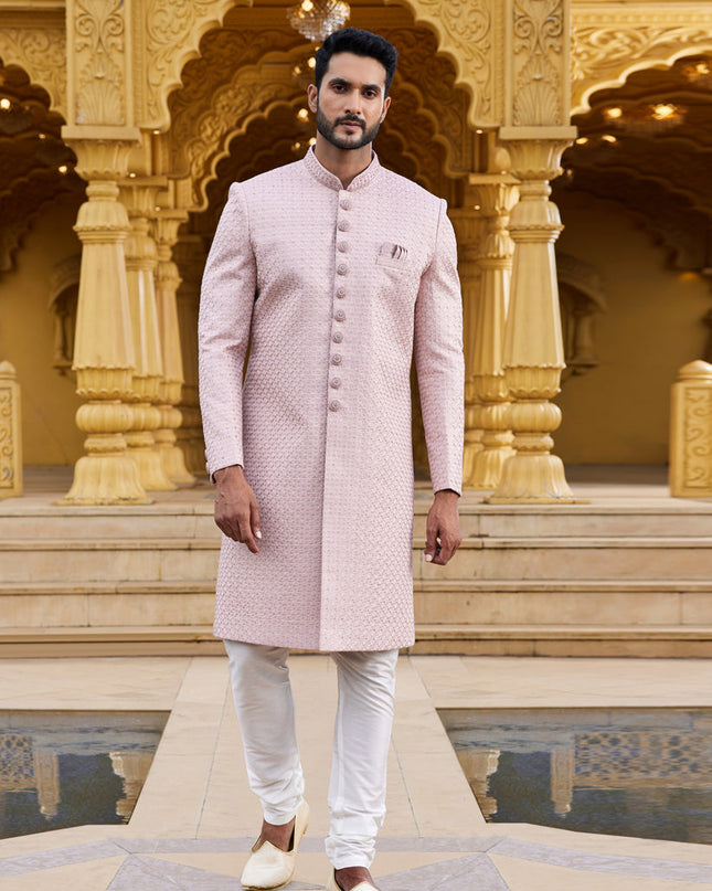 Blush Pink Wedding Wear Sherwani