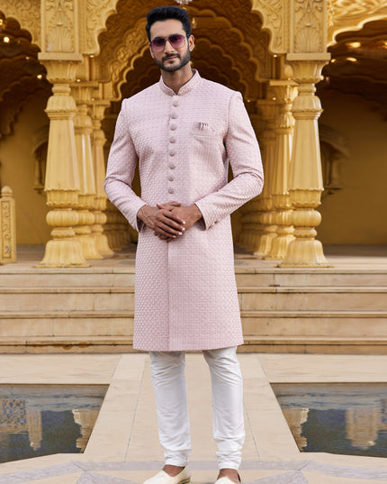 Blush Pink Wedding Wear Sherwani