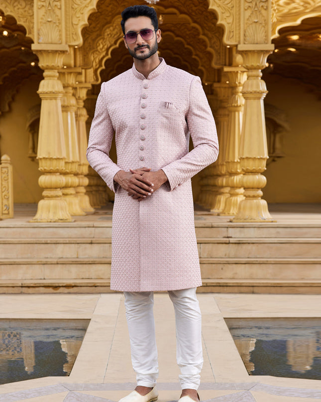 Blush Pink Wedding Wear Sherwani
