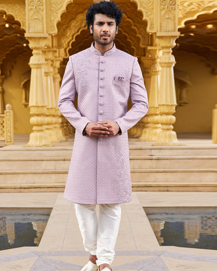 Lavender Wedding Wear Sherwani