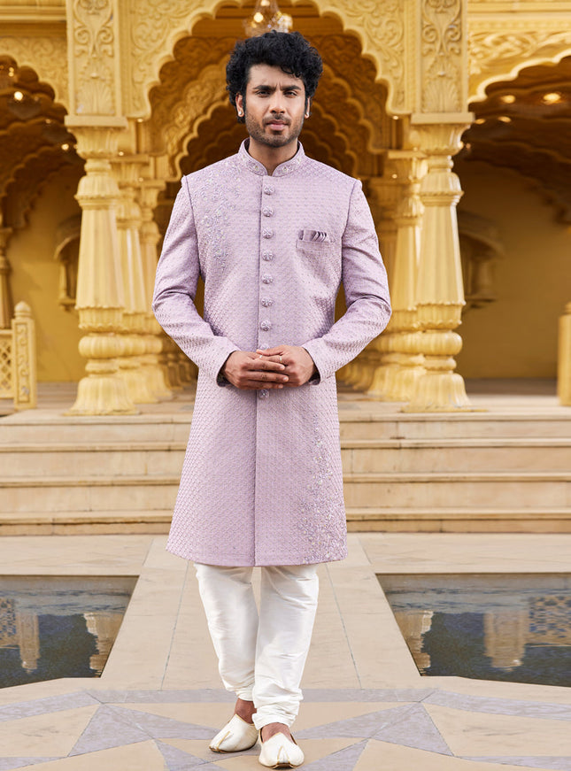 Lavender Wedding Wear Sherwani