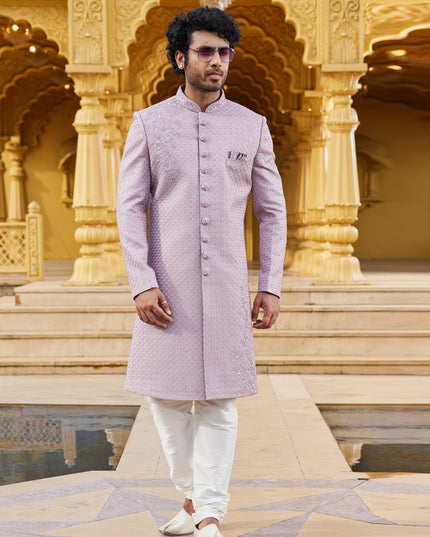 Lavender Wedding Wear Sherwani