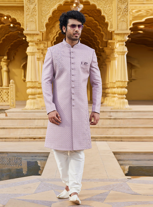 Lavender Wedding Wear Sherwani