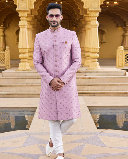 Onion Pink Wedding Wear Sherwani
